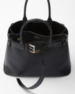 Prada Buckle Large Leather Handbag With Belt - Image 5